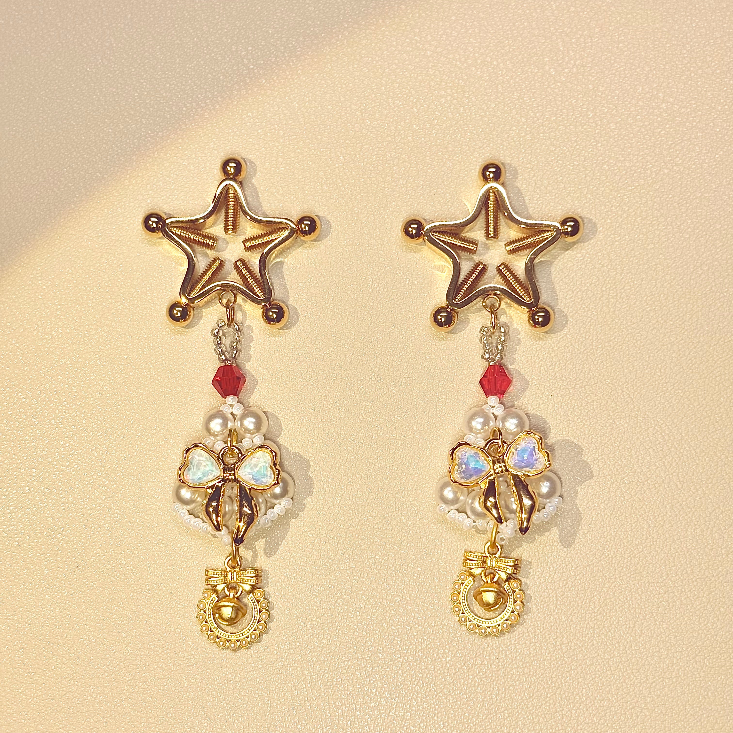 Stellar Pearl Edition™ Intimate Accessories | 18K Gold Star Nipple Clamps with Pearls for Elegant Sensory Play
